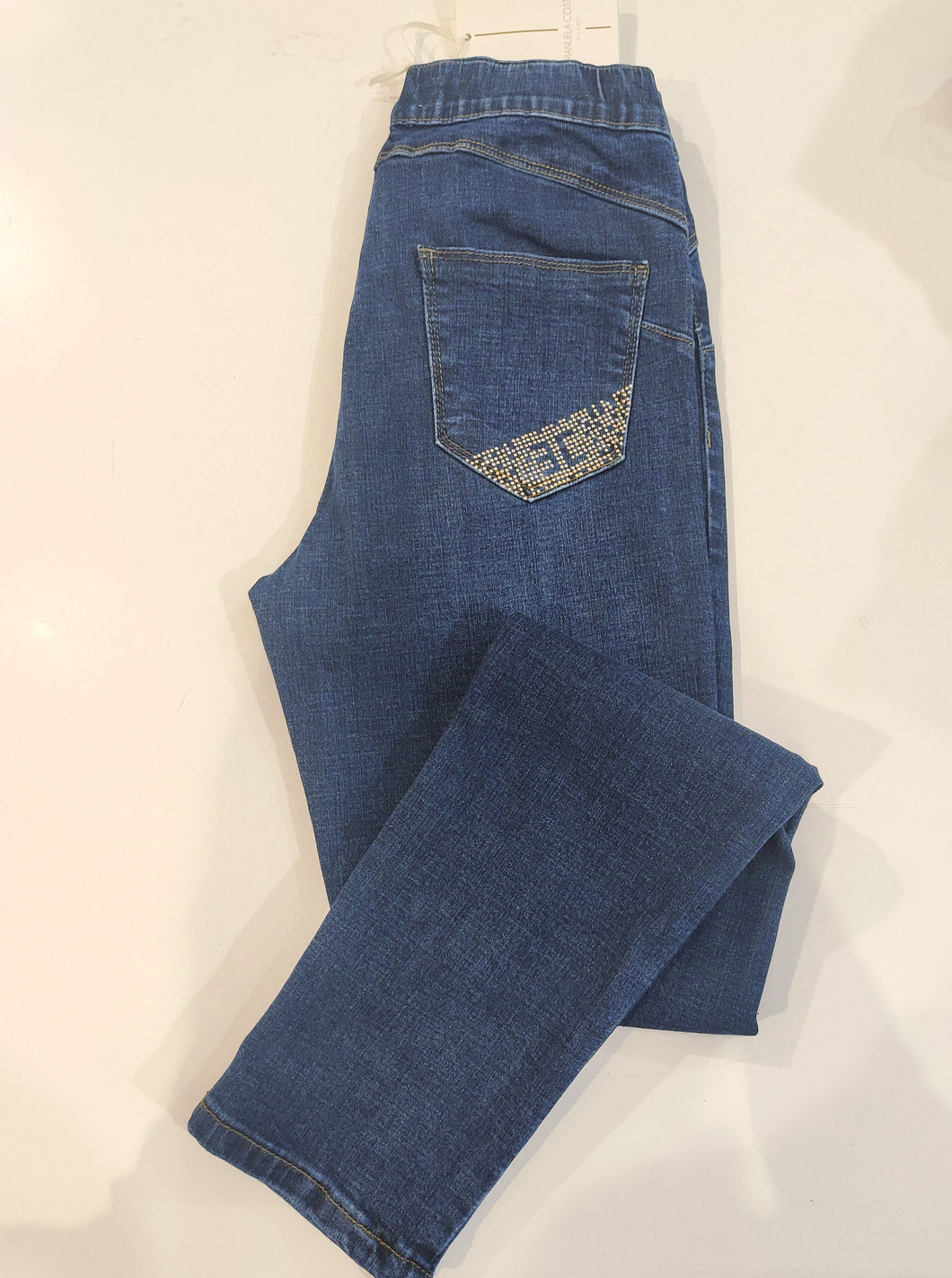 Jeans elasticizzato con strass