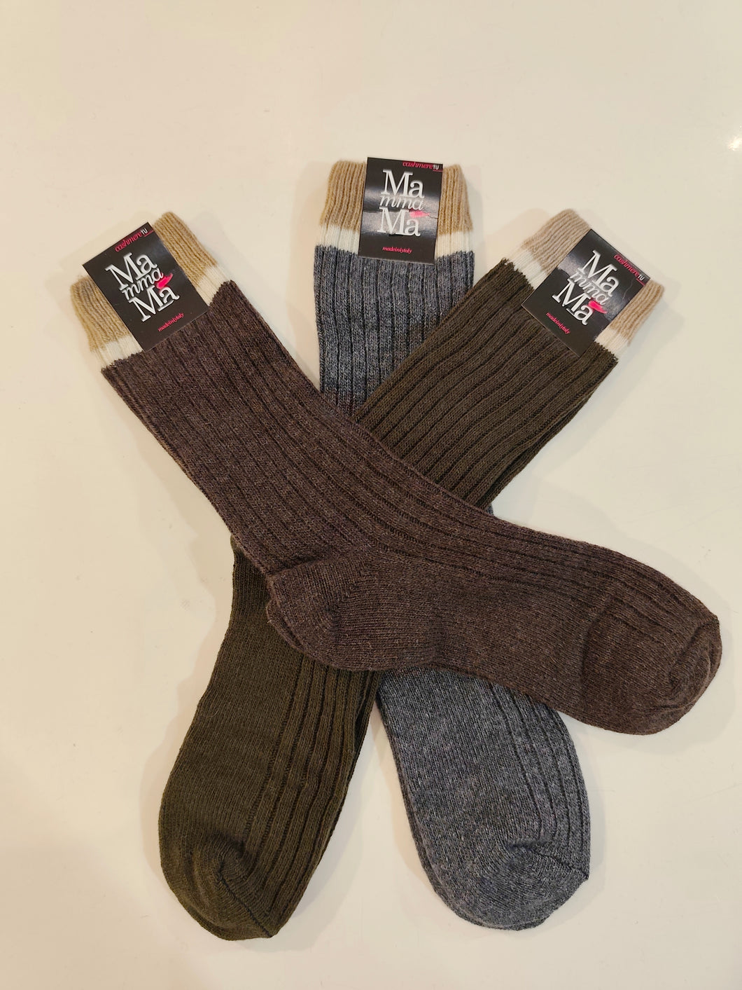 Calzetti bicolor Lana e Cachemire